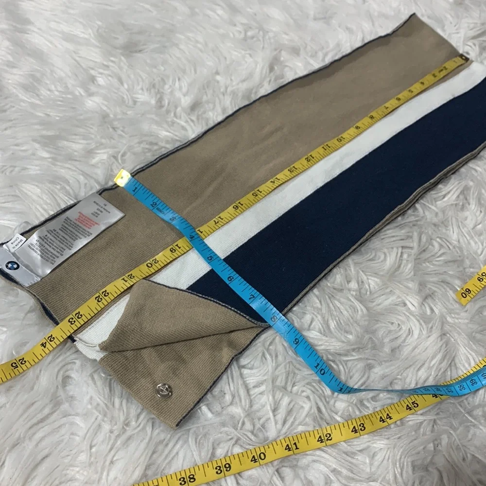 BMW Scarf knit cotton blend stripes blue/white/beige Unisex
